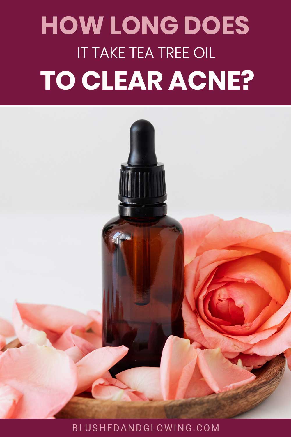 A small glass bottle with a rose - How Long Does It Take Tea Tree Oil To Clear Acne?